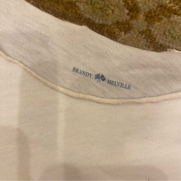 Brandy Melville White Lettuce Hem Long Sleeve Tee - Picture 3 of 3